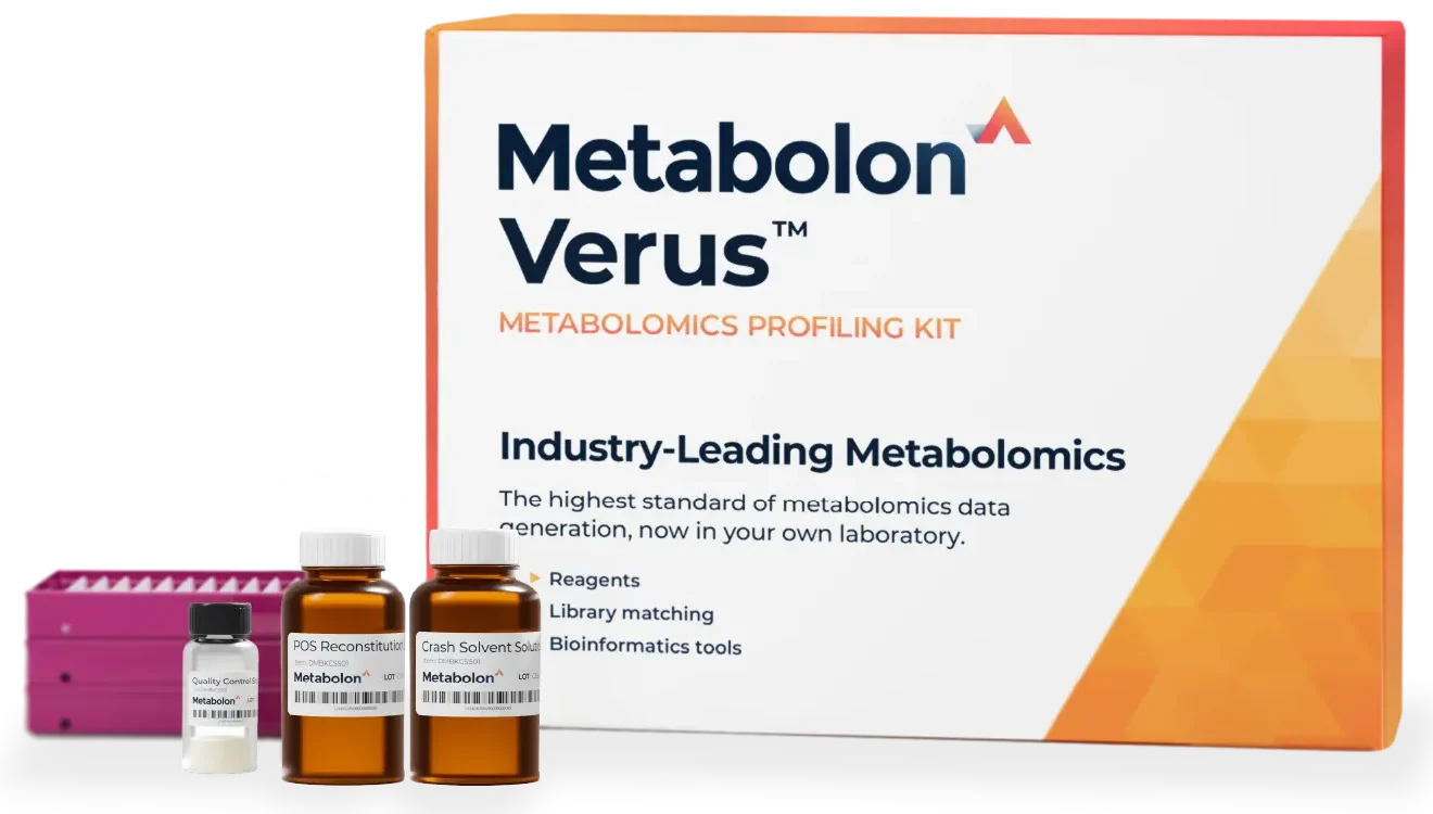 Metabolon Verus Kit product box and reagent vials